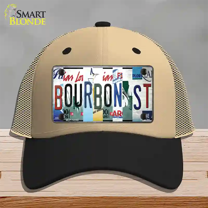 Bourbon St License Plate Art Novelty License Plate Hat Mesh / Khaki|Black