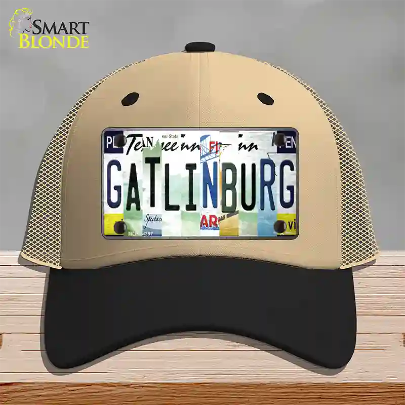 Gatlinburg License Plate Art Novelty License Plate Hat Mesh / Khaki|Black