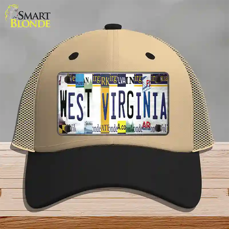 West Virginia License Plate Art Novelty License Plate Hat Mesh / Khaki|Black