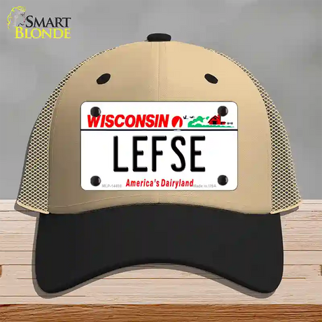 Lefse Wisconsin Novelty License Plate Hat Mesh / Khaki|Black