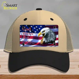 God Bless The USA Eagle Novelty License Plate Hat Mesh / Khaki|Black