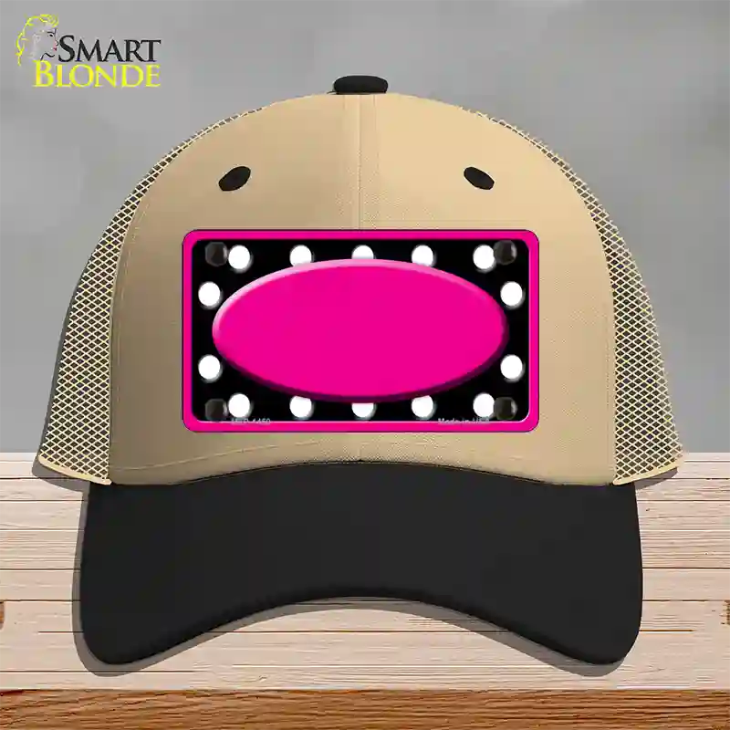 White Black Polka Dots Pink Frame And Center Oval Novelty License Plate Hat Mesh / Khaki|Black