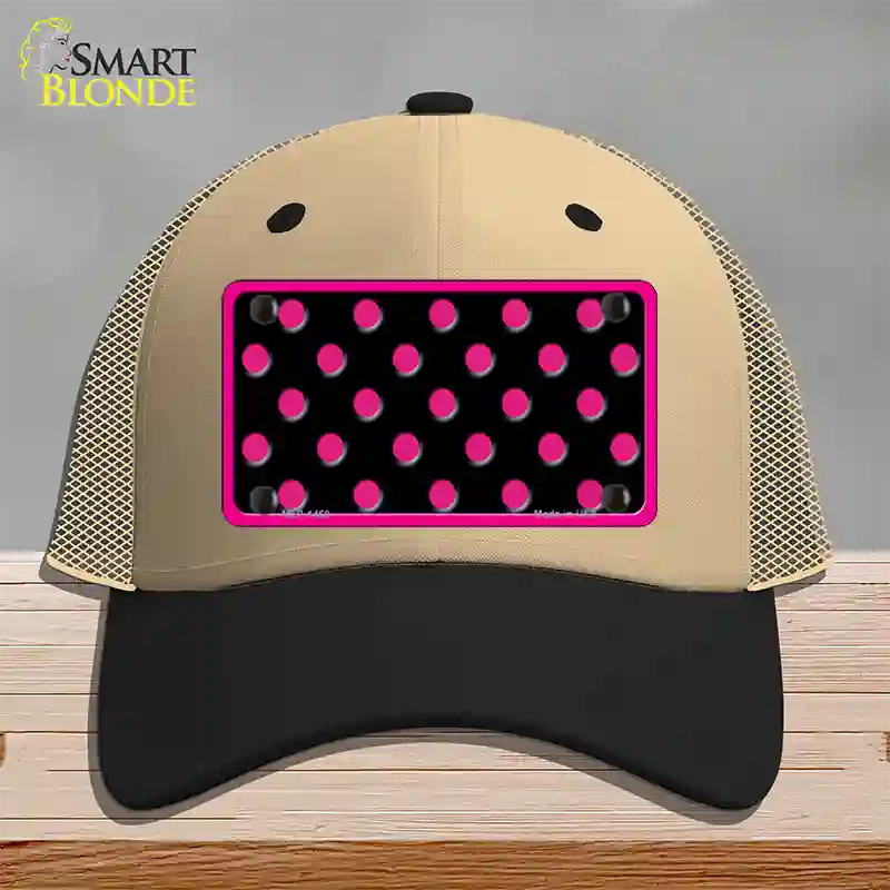 Pink Black Polka Dot Novelty License Plate Hat Mesh / Khaki|Black