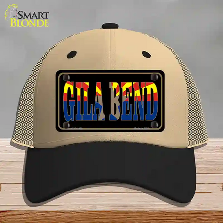 Gila Bend Arizona State Flag Novelty License Plate Hat Mesh / Khaki|Black