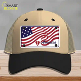 I Love America Flag Novelty License Plate Hat Mesh / Khaki|Black