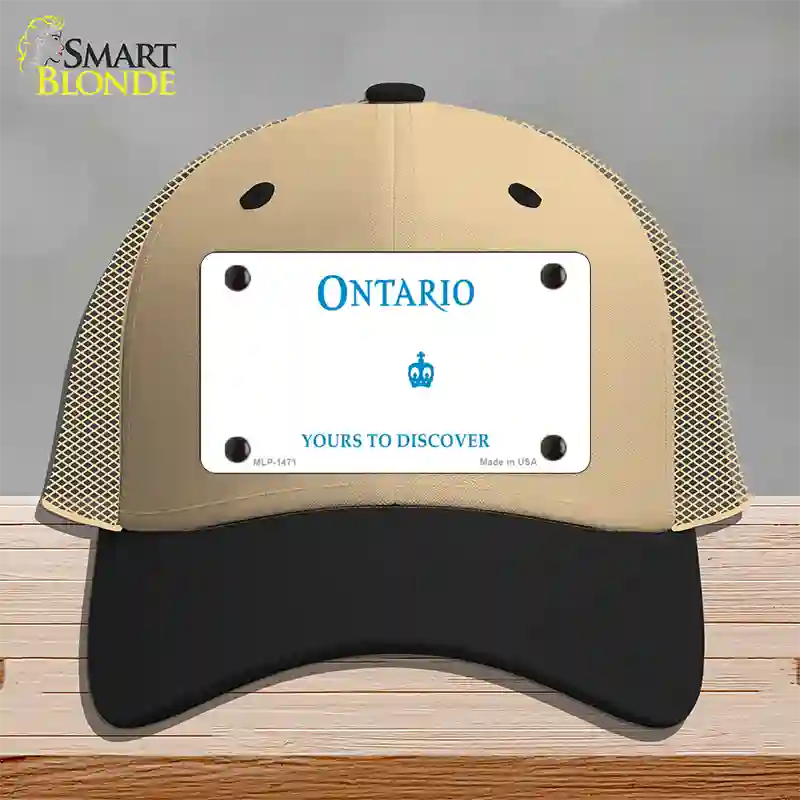 Ontario Canada Novelty License Plate Hat Mesh / Khaki|Black