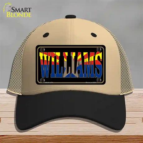 Williams Arizona State Flag Novelty License Plate Hat Mesh / Khaki|Black