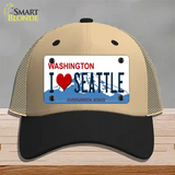 I Love Seattle Washington Novelty License Plate Hat Mesh / Khaki|Black