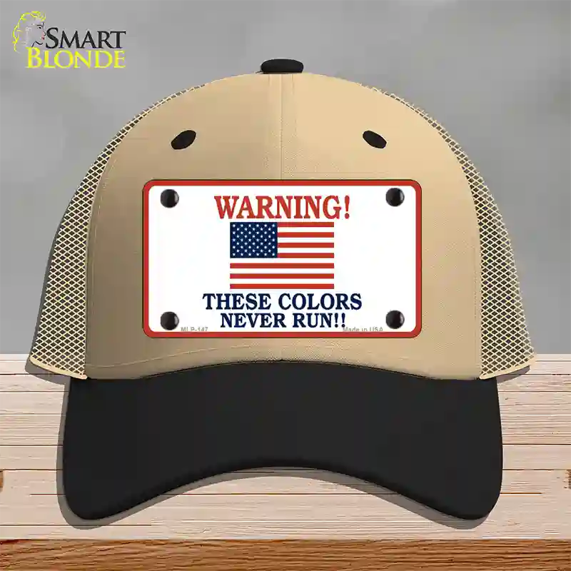 These Colors Never Run Novelty License Plate Hat Mesh / Khaki|Black