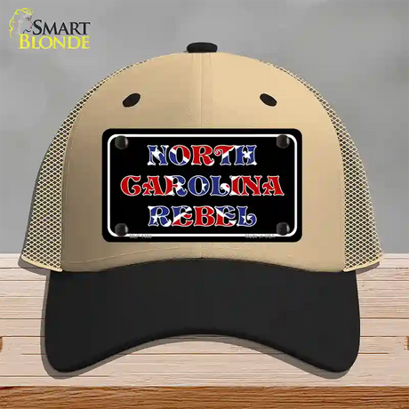 North Carolina Rebel Novelty License Plate Hat Mesh / Khaki|Black