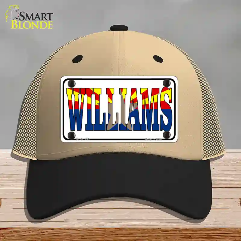 Williams Arizona Flag White Novelty License Plate Hat Mesh / Khaki|Black