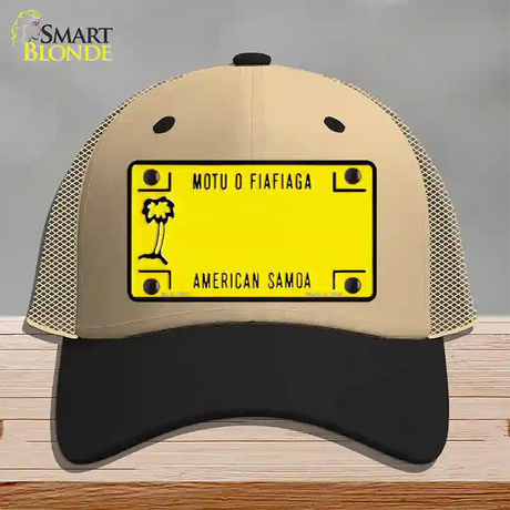 American Samoa Novelty License Plate Hat Mesh / Khaki|Black