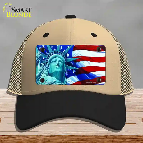 Lady Liberty Novelty License Plate Hat Mesh / Khaki|Black