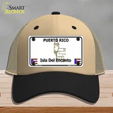 Puerto Rico Novelty License Plate Hat Mesh / Khaki|Black