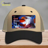 God Bless USA Eagle Novelty License Plate Hat Mesh / Khaki|Black