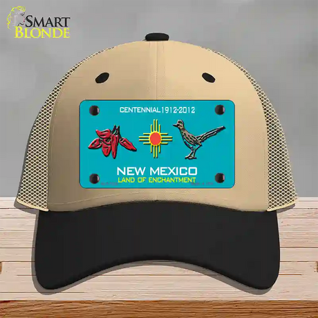 Red Chili & Road Runner New Mexico Teal Novelty License Plate Hat Mesh / Khaki|Black