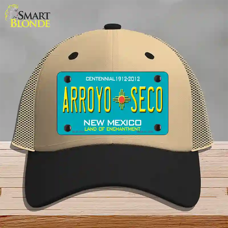 Arroyo Seco New Mexico Novelty License Plate Hat Mesh / Khaki|Black