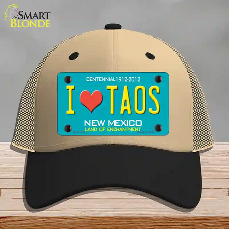 I Love Taos New Mexico Novelty License Plate Hat Mesh / Khaki|Black