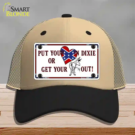 Heart In Dixie Novelty License Plate Hat Mesh / Khaki|Black