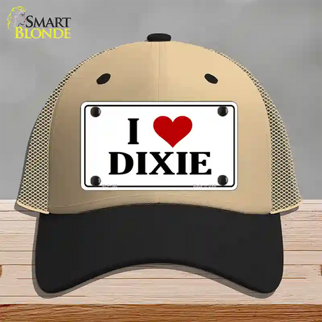 I Love Dixie Novelty License Plate Hat Mesh / Khaki|Black