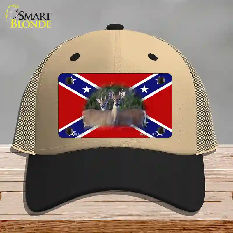 Rebel Deer Novelty License Plate Hat Mesh / Khaki|Black