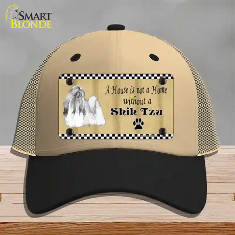 Pencil Sketch Shih Tzu Novelty License Plate Hat Mesh / Khaki|Black