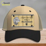 Pencil Sketch Dachshund Novelty License Plate Hat Mesh / Khaki|Black