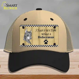 Pencil Sketch Doberman Metal Dog Novelty License Plate Hat Mesh / Khaki|Black