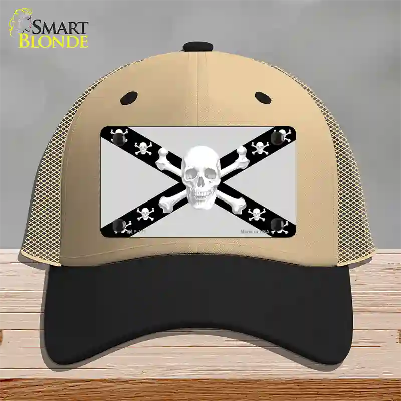 Skull Black & Silver Novelty License Plate Hat Mesh / Khaki|Black