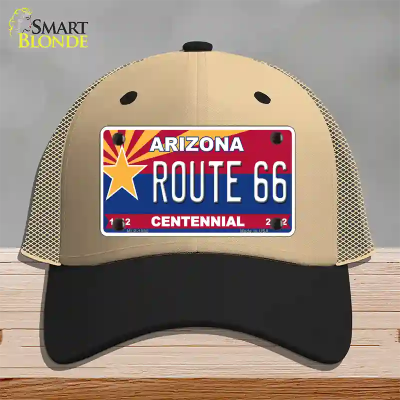 Arizona Centennial Route 66 Novelty License Plate Hat Mesh / Khaki|Black