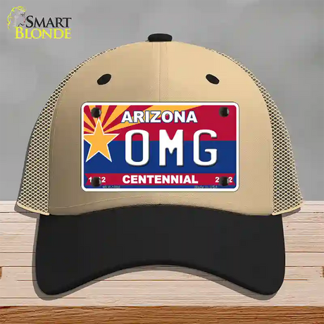 Arizona Centennial OMG Novelty License Plate Hat Mesh / Khaki|Black