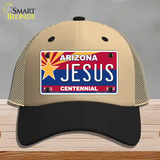 Arizona Centennial Jesus Novelty License Plate Hat Mesh / Khaki|Black