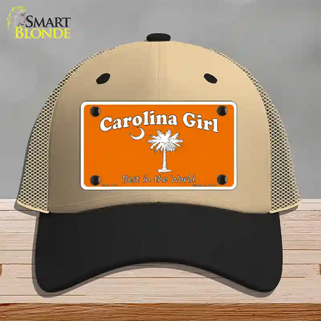 Carolina Girl Orange Novelty License Plate Hat Mesh / Khaki|Black