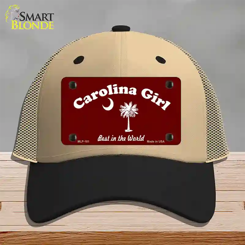 Carolina Girl Burgundy Novelty License Plate Hat Mesh / Khaki|Black