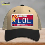 Arizona Centennial LOL Novelty License Plate Hat Mesh / Khaki|Black