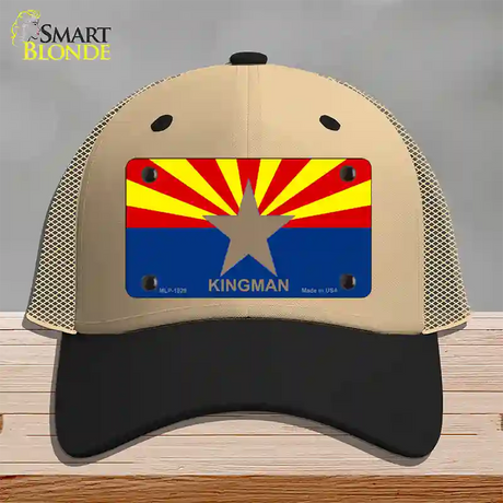 Kingman Arizona State Flag Novelty License Plate Hat Mesh / Khaki|Black