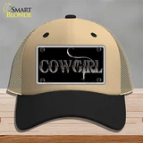 Cowgirl Black Novelty License Plate Hat Mesh / Khaki|Black