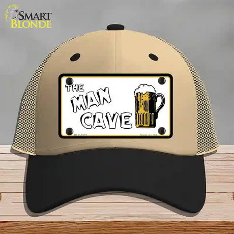 Man Cave Novelty License Plate Hat Mesh / Khaki|Black