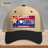 Arizona Centennial I Love Arizona Novelty License Plate Hat Mesh / Khaki|Black