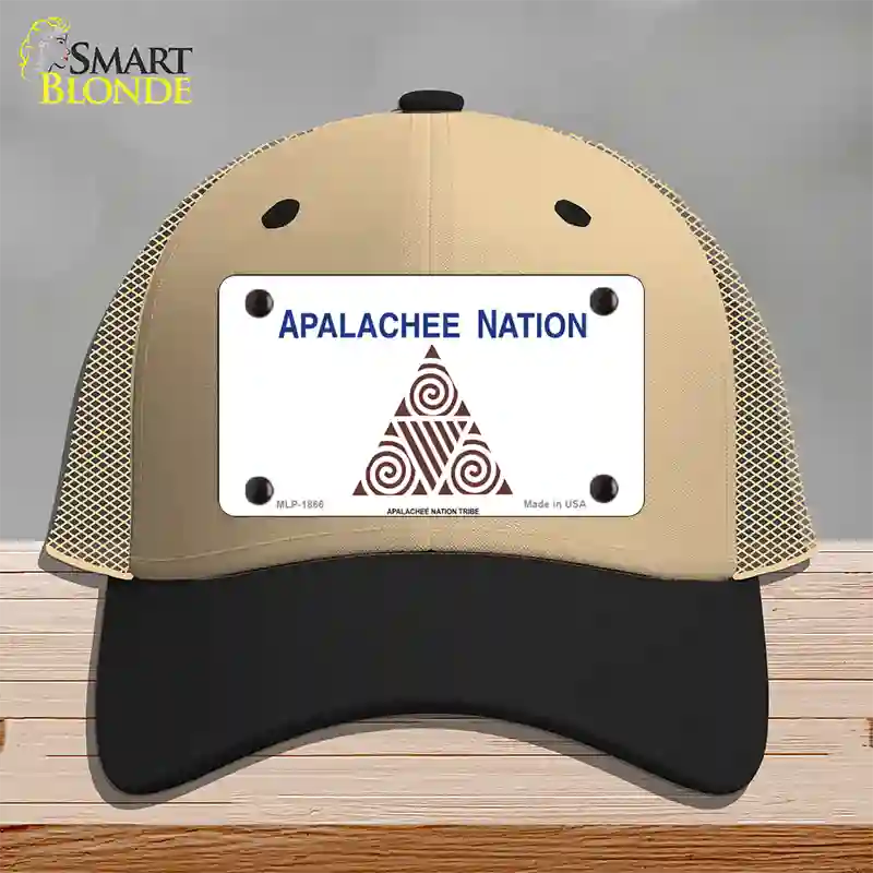 Apalachee Nation Flag Novelty License Plate Hat Mesh / Khaki|Black