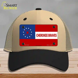 Cherokee Braves Flag Novelty License Plate Hat Mesh / Khaki|Black