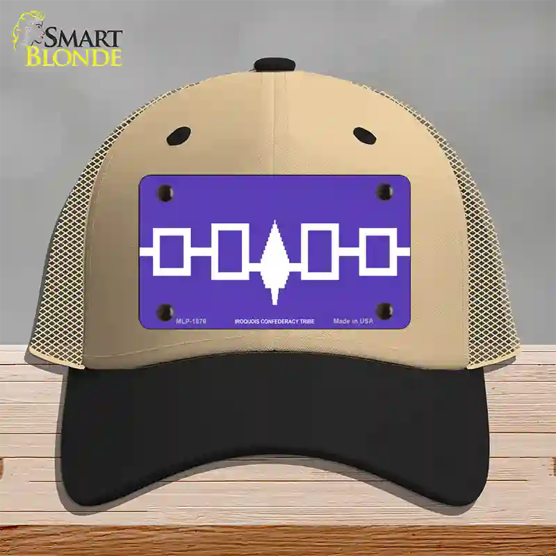 Iroquois Confederacy Flag Novelty License Plate Hat Mesh / Khaki|Black