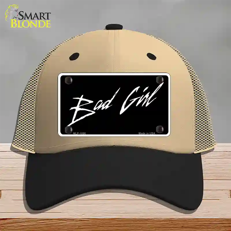 Bad Girl Novelty License Plate Hat Mesh / Khaki|Black