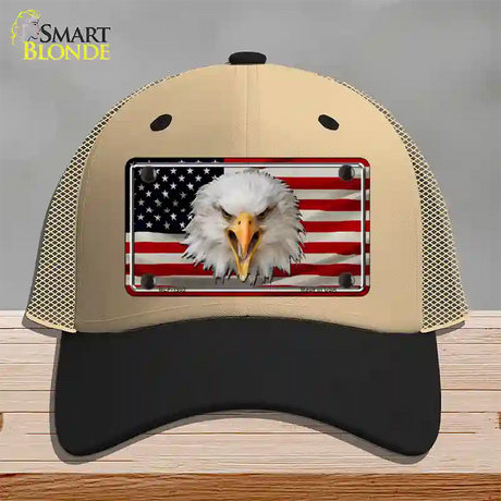 USA Eagle Novelty License Plate Hat Mesh / Khaki|Black