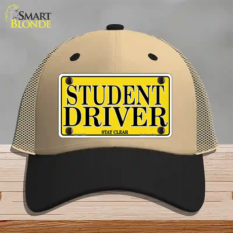 Student Driver Novelty License Plate Hat Mesh / Khaki|Black