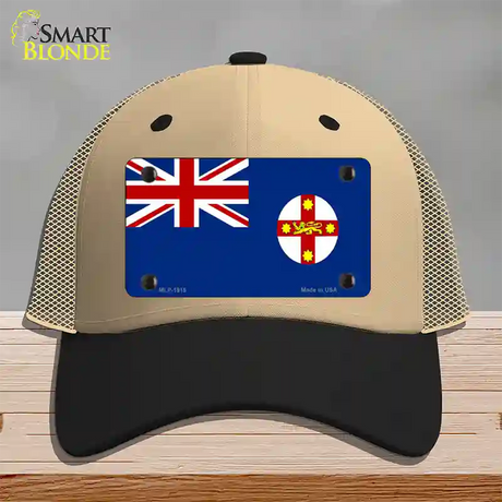 New South Wales Flag Novelty License Plate Hat Mesh / Khaki|Black