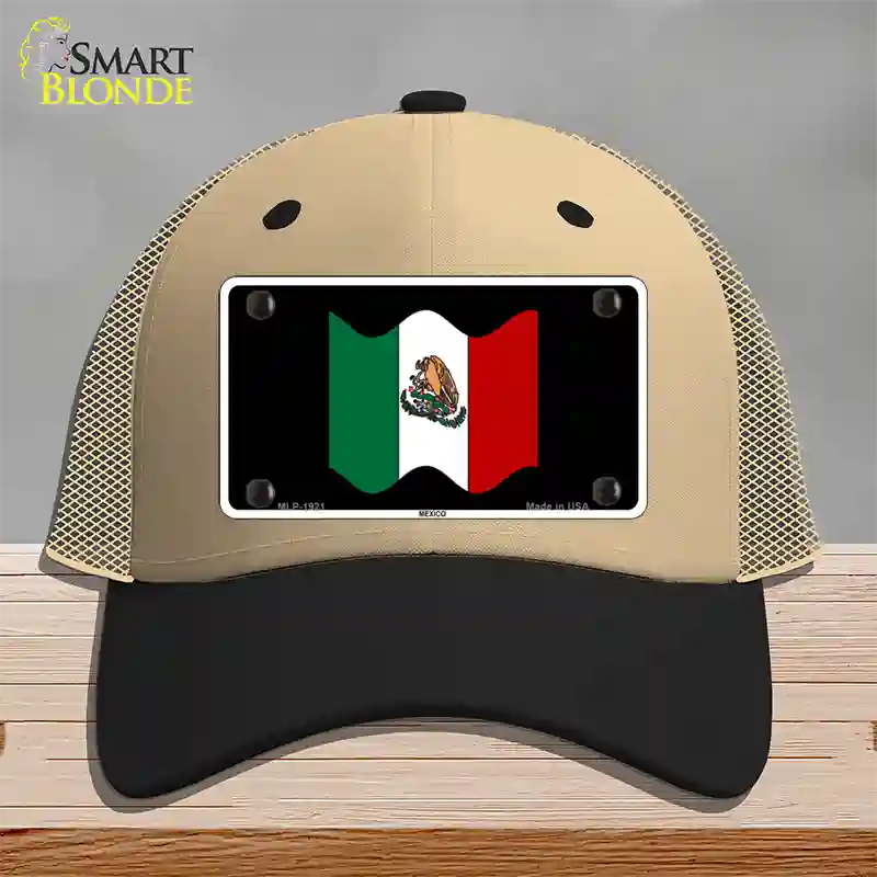 Mexico Waving Flag Novelty License Plate Hat Mesh / Khaki|Black