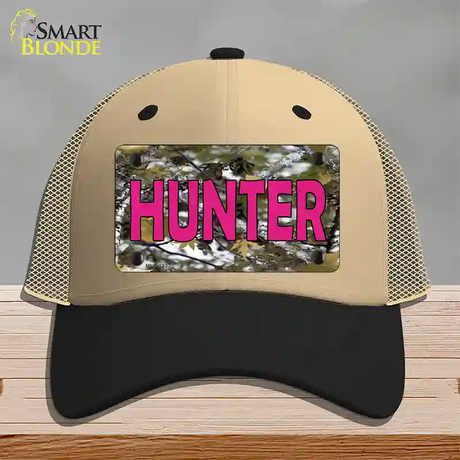 Pink Hunter Novelty License Plate Hat Mesh / Khaki|Black