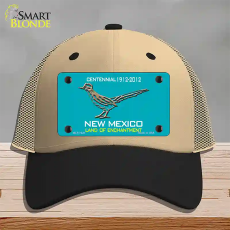 Road Runner Teal New Mexico Novelty License Plate Hat Mesh / Khaki|Black