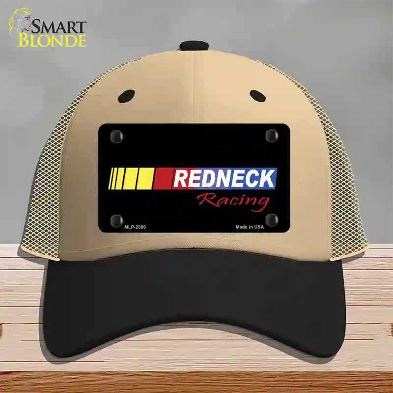 Redneck Racing Novelty License Plate Hat Mesh / Khaki|Black